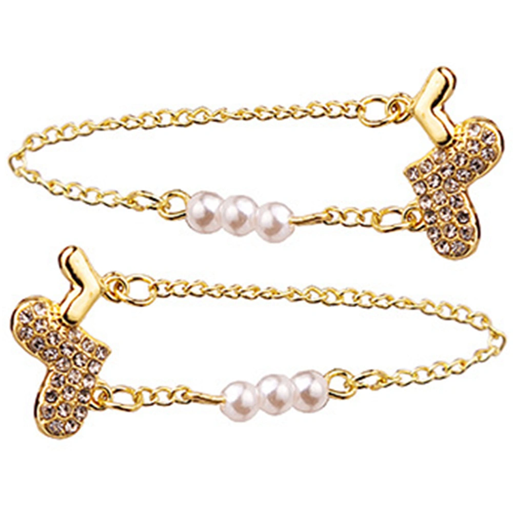 1 Pair Heart Stud Earrings Pearl Chain Earrings Fashion Jewelry for Women