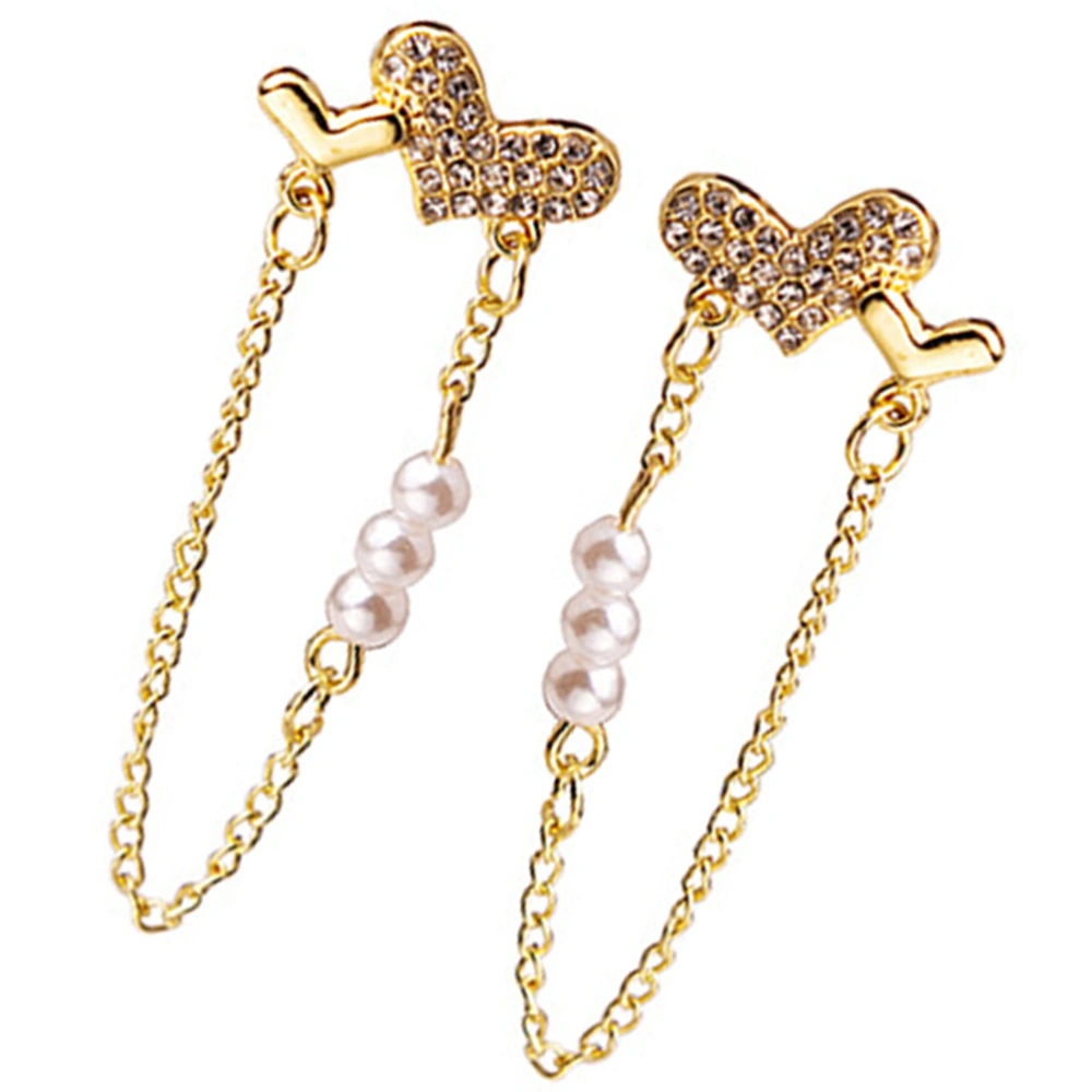 1 Pair Heart Stud Earrings Pearl Chain Earrings Fashion Jewelry for Women