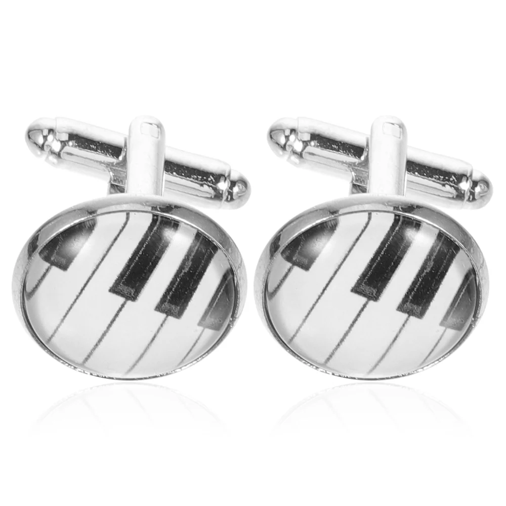 2pcs Men Cufflinks Studs Creative Piano Pattern Cuff Links for Suit Shirts Clothes Jewelries