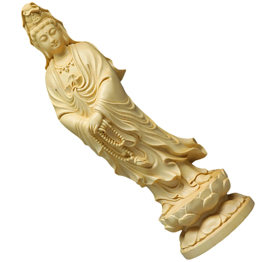 Quan Yin Statue Desktop Decor Avalokitesvara Ornament Wooden Avalokitesvara Decor