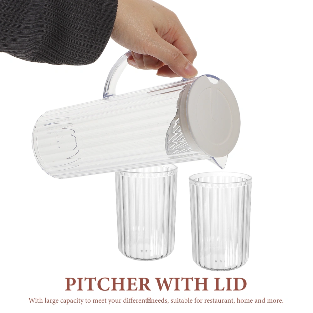 1 Set Pitcher with Lid Water Jug Iced Tea Jug Clear Pitcher with Water Cups Beverage Pitcher with Lid