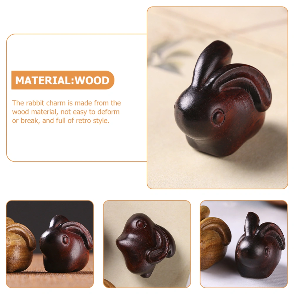 Wood Rabbit Charm Rabbit Hanging Ornament DIY Key Charm Zodiac Wood Rabbit Craft