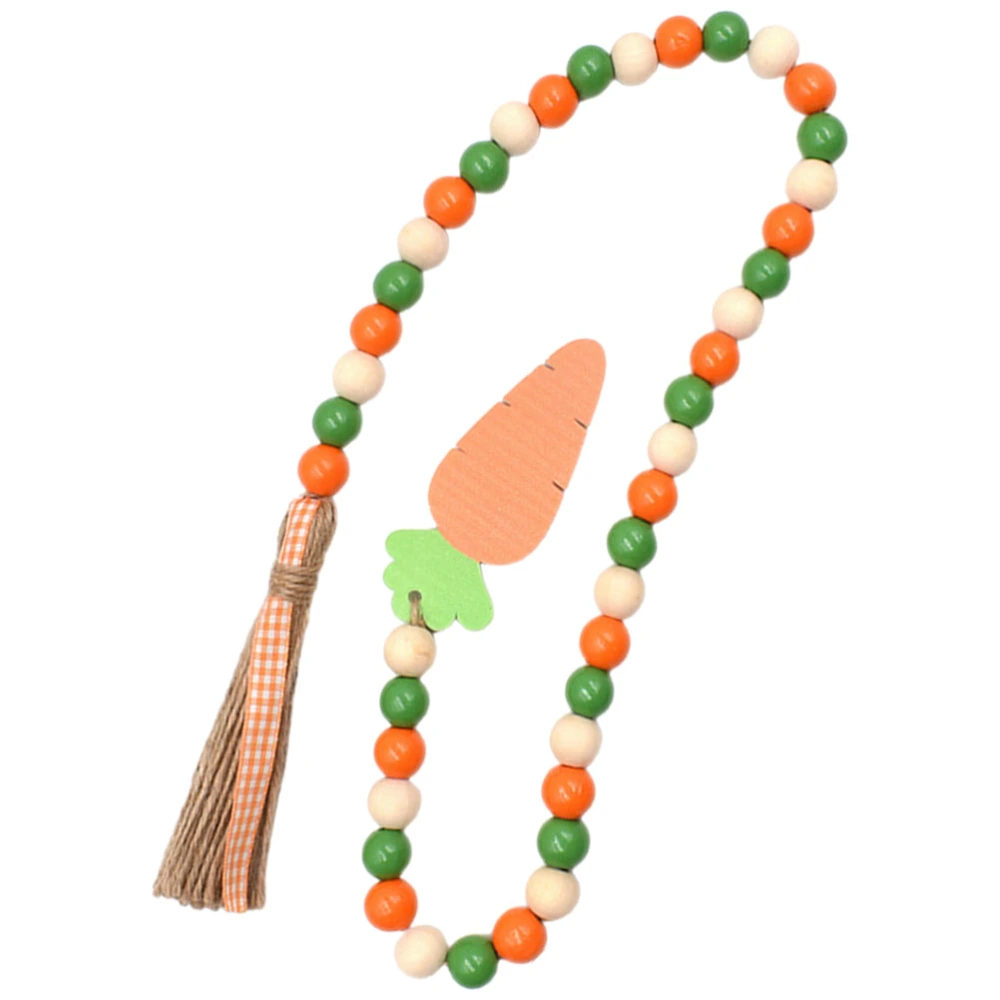 Easter Wood Bead Garland Hanging Garlands Easter Wooden Farmhouse Beads Garland with Carrot Tag