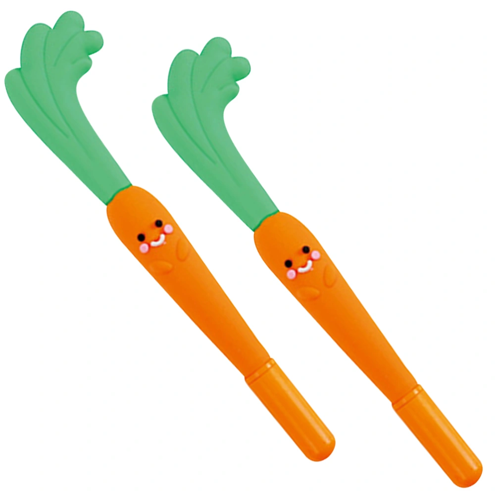 2Pcs Writing Pens Cartoon Gel Ink Pens Carrot Shape Pens Note Taking Pens for Office School