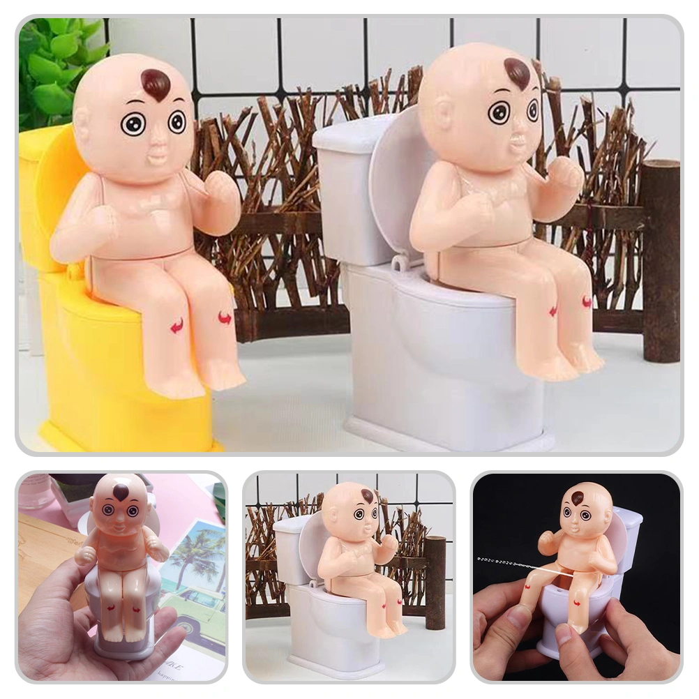 2Pcs Squirt Peeing Doll Toy Water Squirting Toilet Toy Closestool Prank Toy for Kids