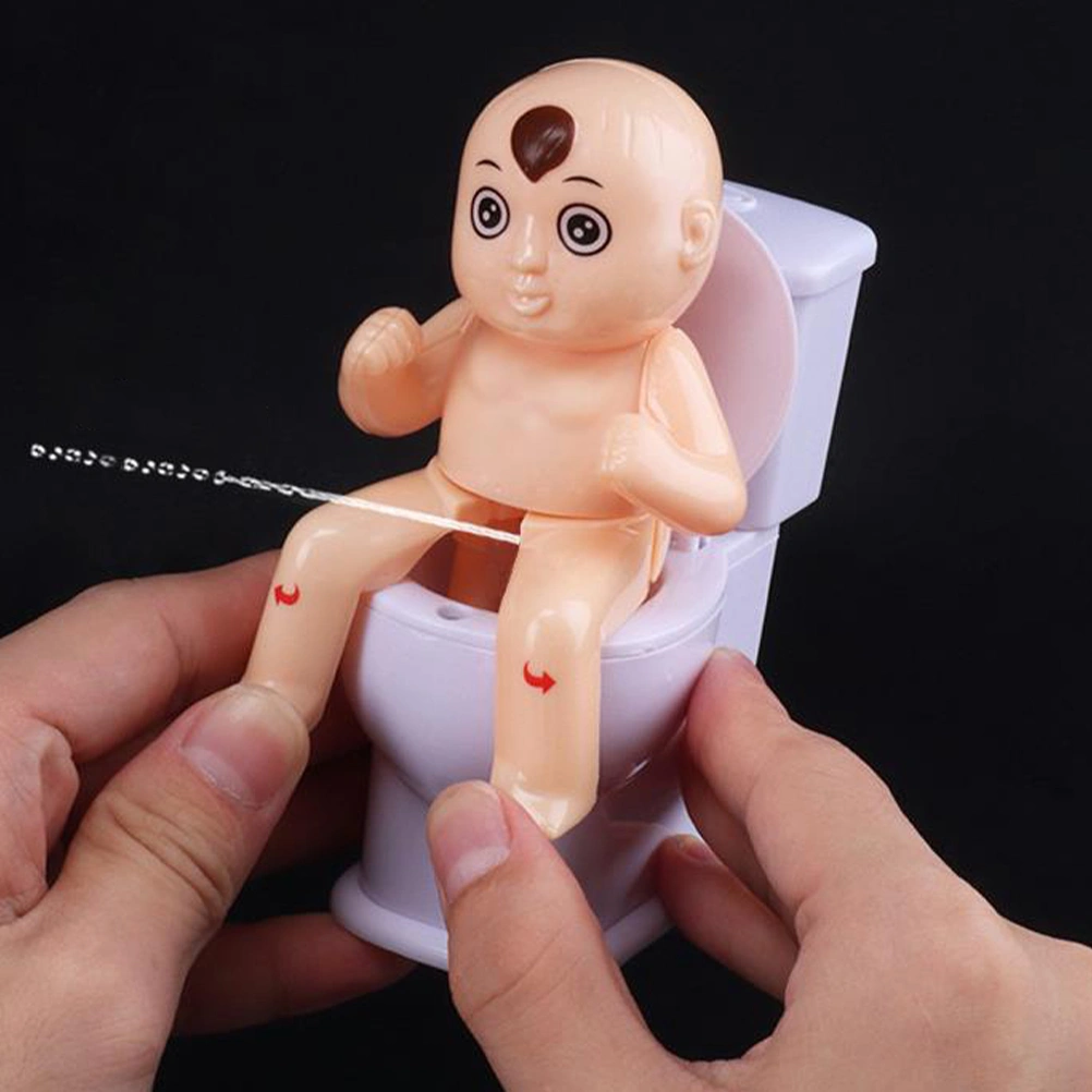 2Pcs Squirt Peeing Doll Toy Water Squirting Toilet Toy Closestool Prank Toy for Kids
