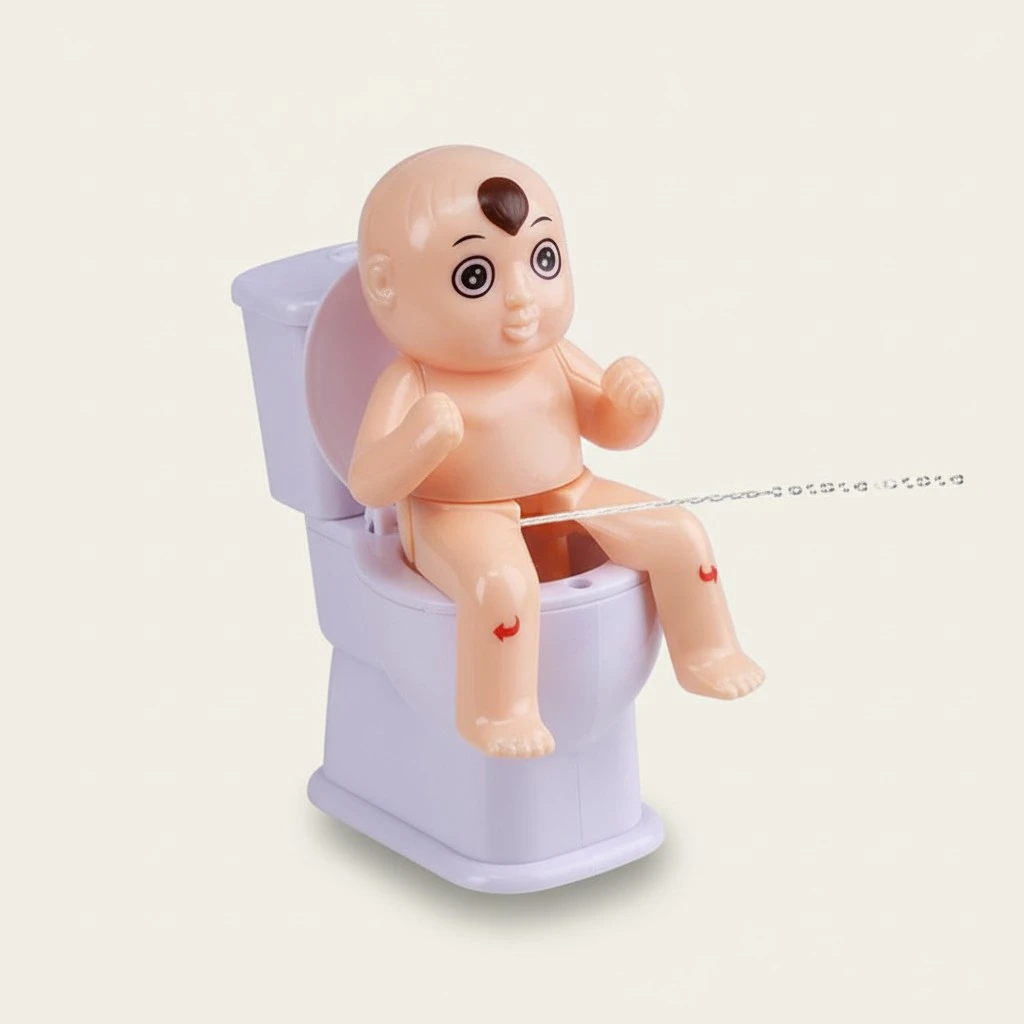 2Pcs Squirt Peeing Doll Toy Water Squirting Toilet Toy Closestool Prank Toy for Kids