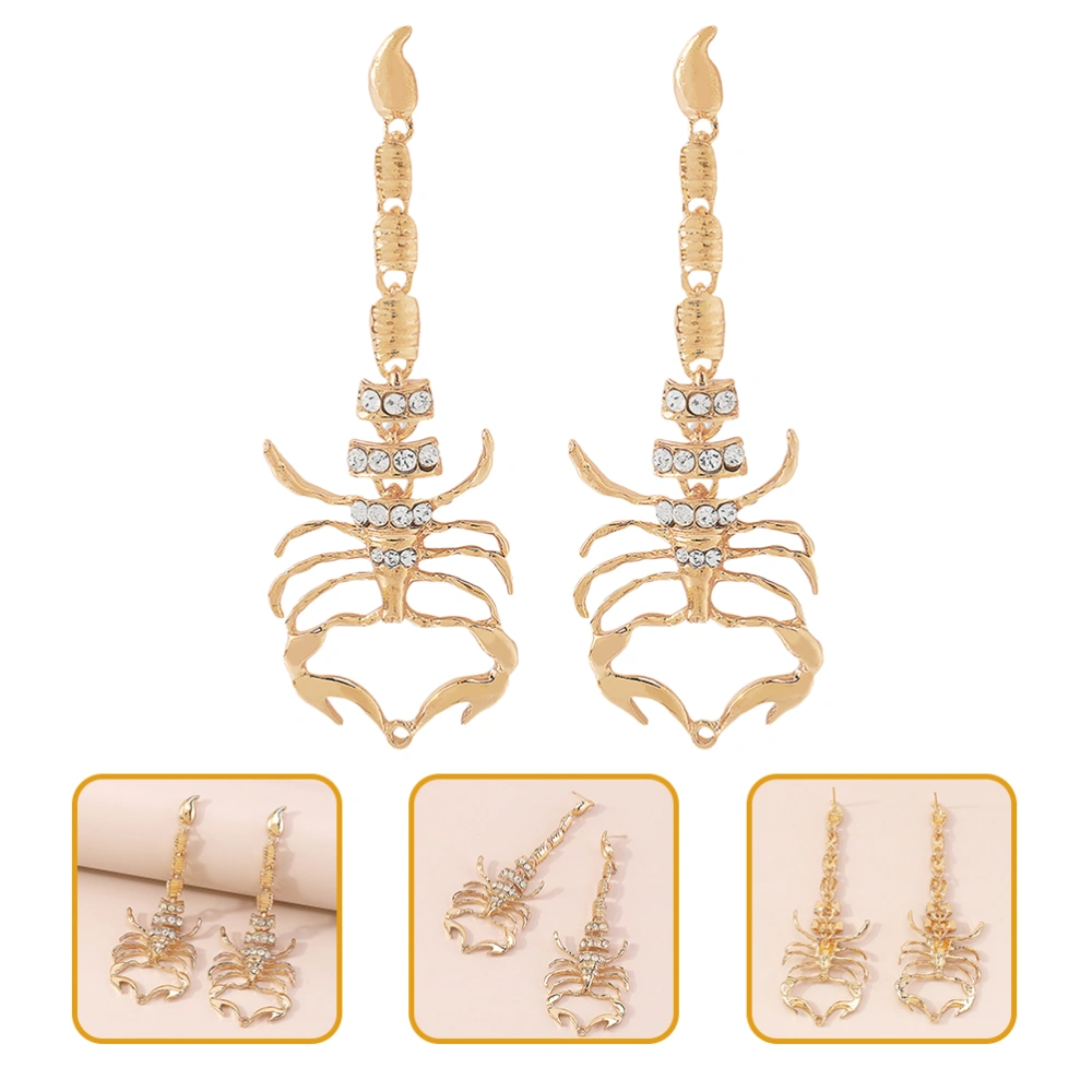 1 Pair Rhinestone Earrings Goth Scorpion Earrings Personality Reptile Earrings for Women