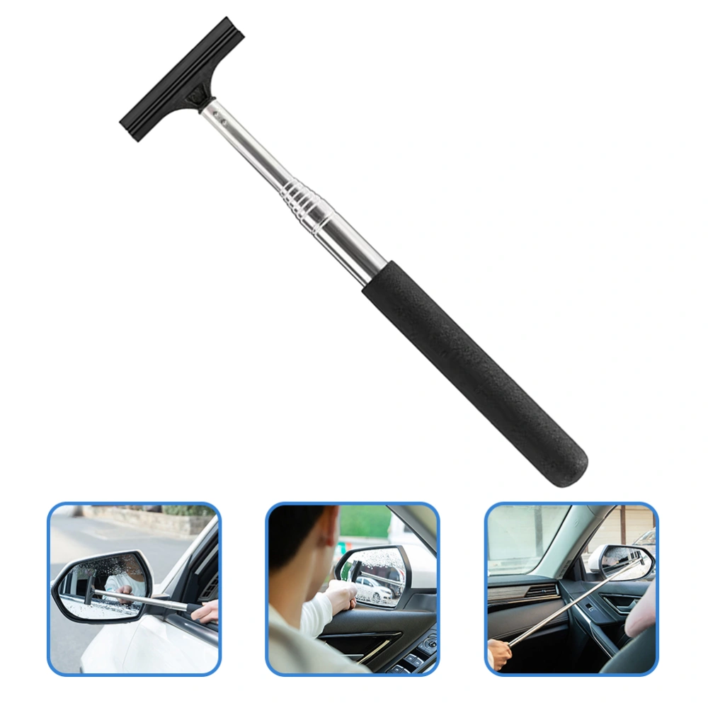 Car Rearview Mirror Wiper Portable Automobile Mirror Squeegee Long Handle Cleaner