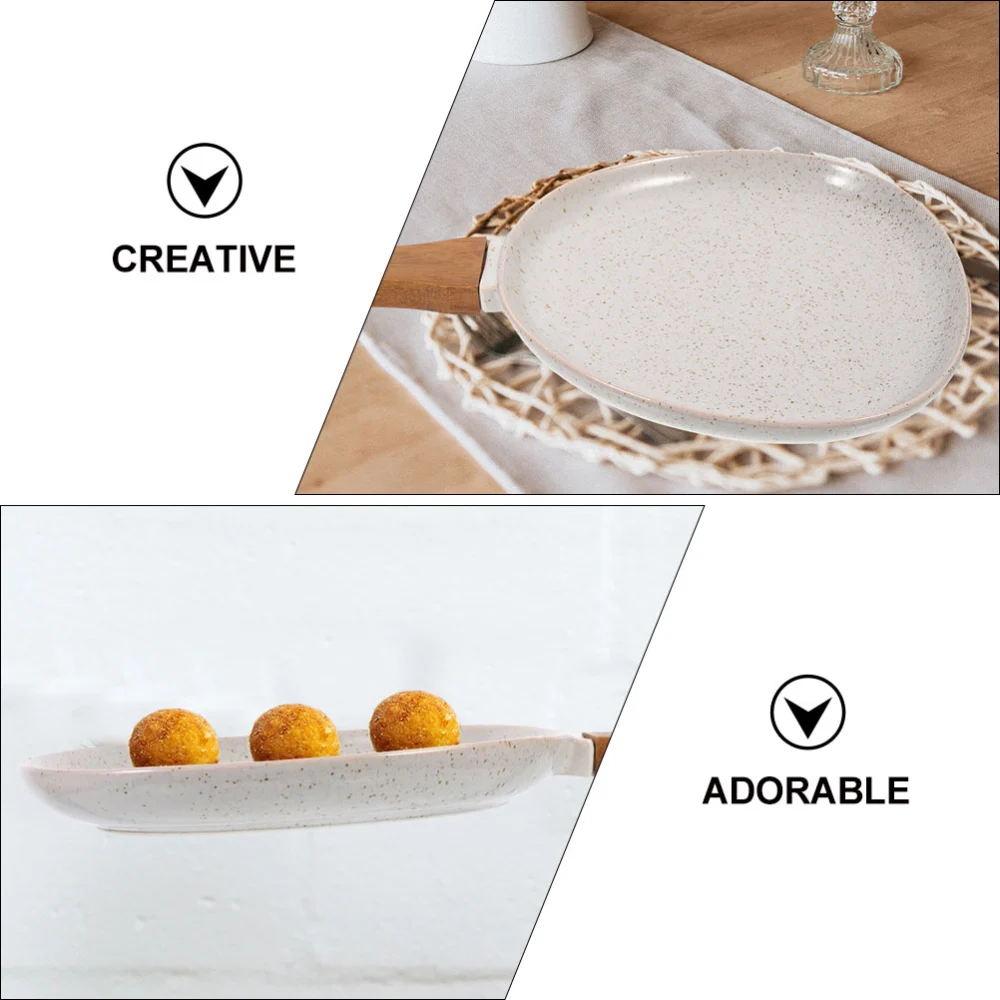 Ceramic Plate with Handle Crepe Serving Plate Food Dish Baking Food Plate Exquisite Food Plate