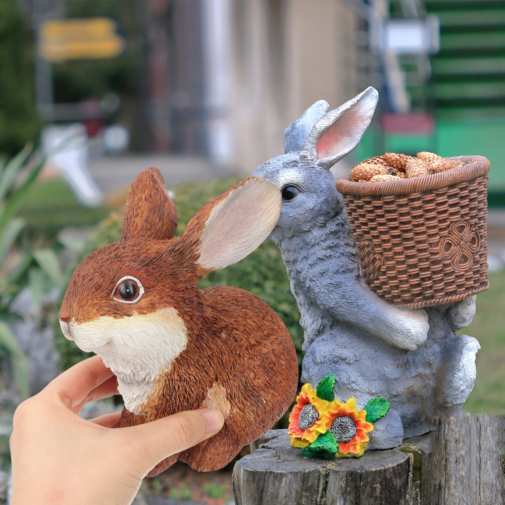 New Year Garden Decoration Resin Desktop Rabbit Figures Resin Rabbit Ornament