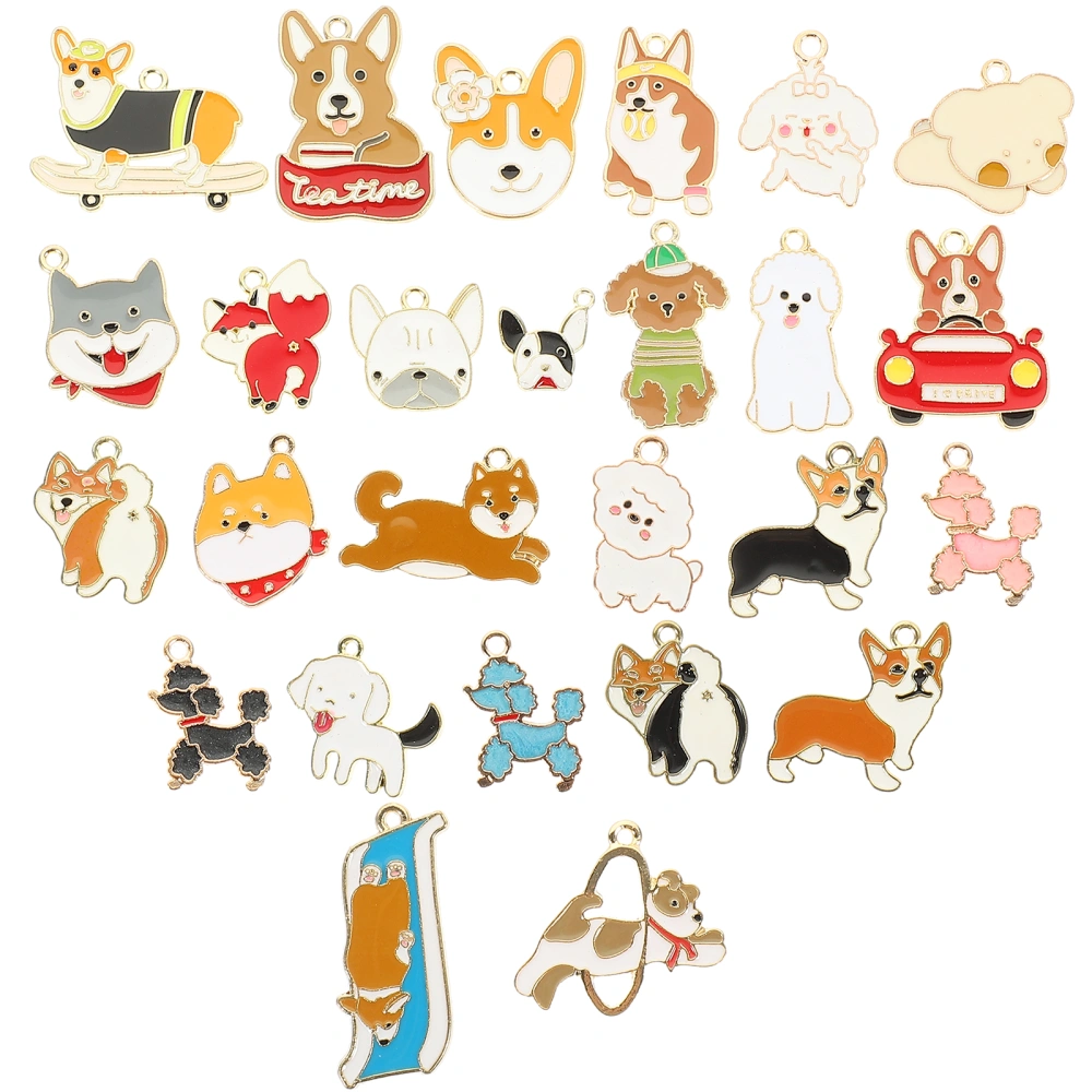 26pcs Adorable Dog Pendant  Dog Lover's Hanging Accessories Decorative Alloy Bag Pendants