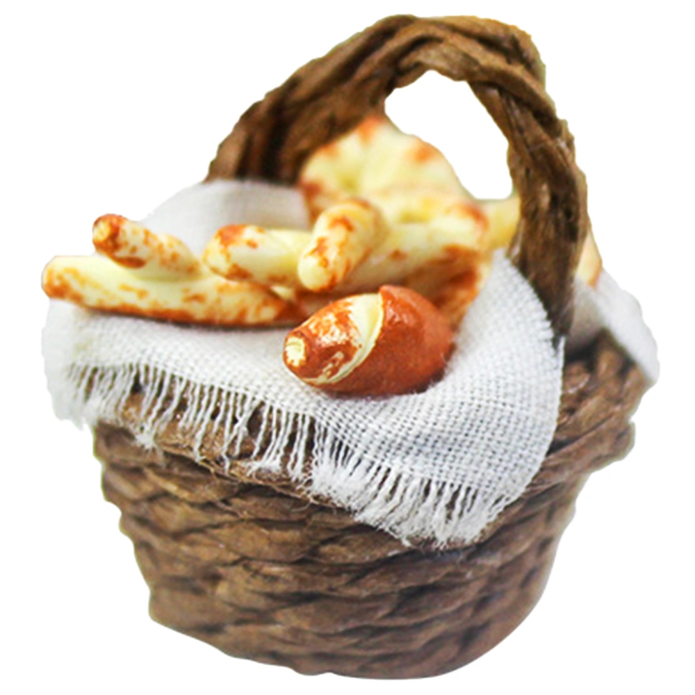 Mini Bread Basket Model Desktop Snack Mini Snack Hand Picnic Basket Toy