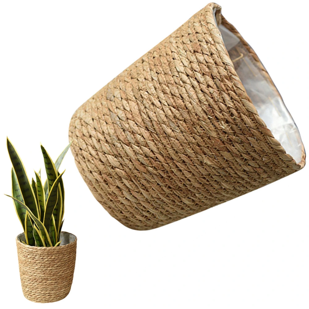 Woven Flower Basket Hand Woven Straw Plant Pot Indoor Woven Plant Pot Decorative Flower Pot