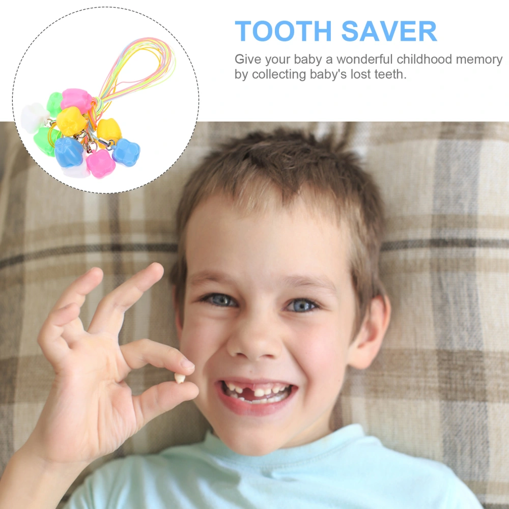 30Pcs Teeth Savers Colorful Tooth Necklaces Portable Hanging Tooth Holders