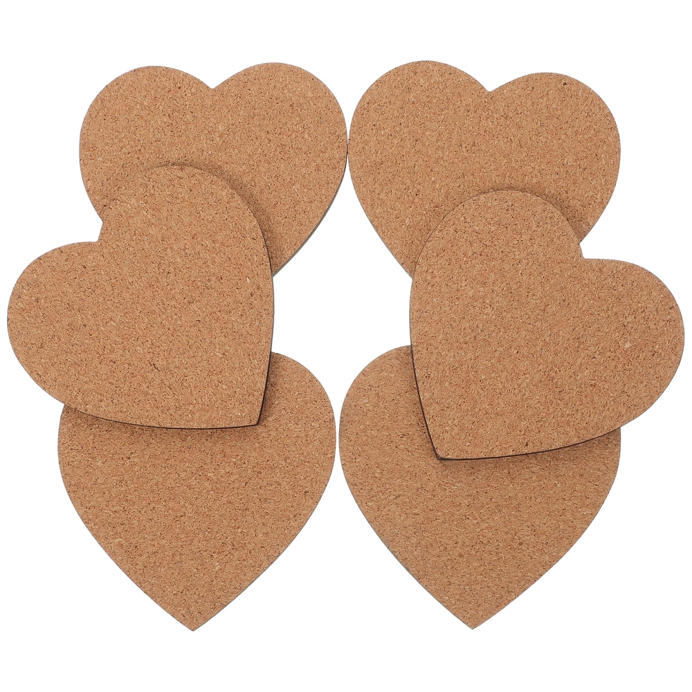 6pcs Heart Shape Cork Coaster Heart Coaster Cup Pads Cup Mat Home Supplies