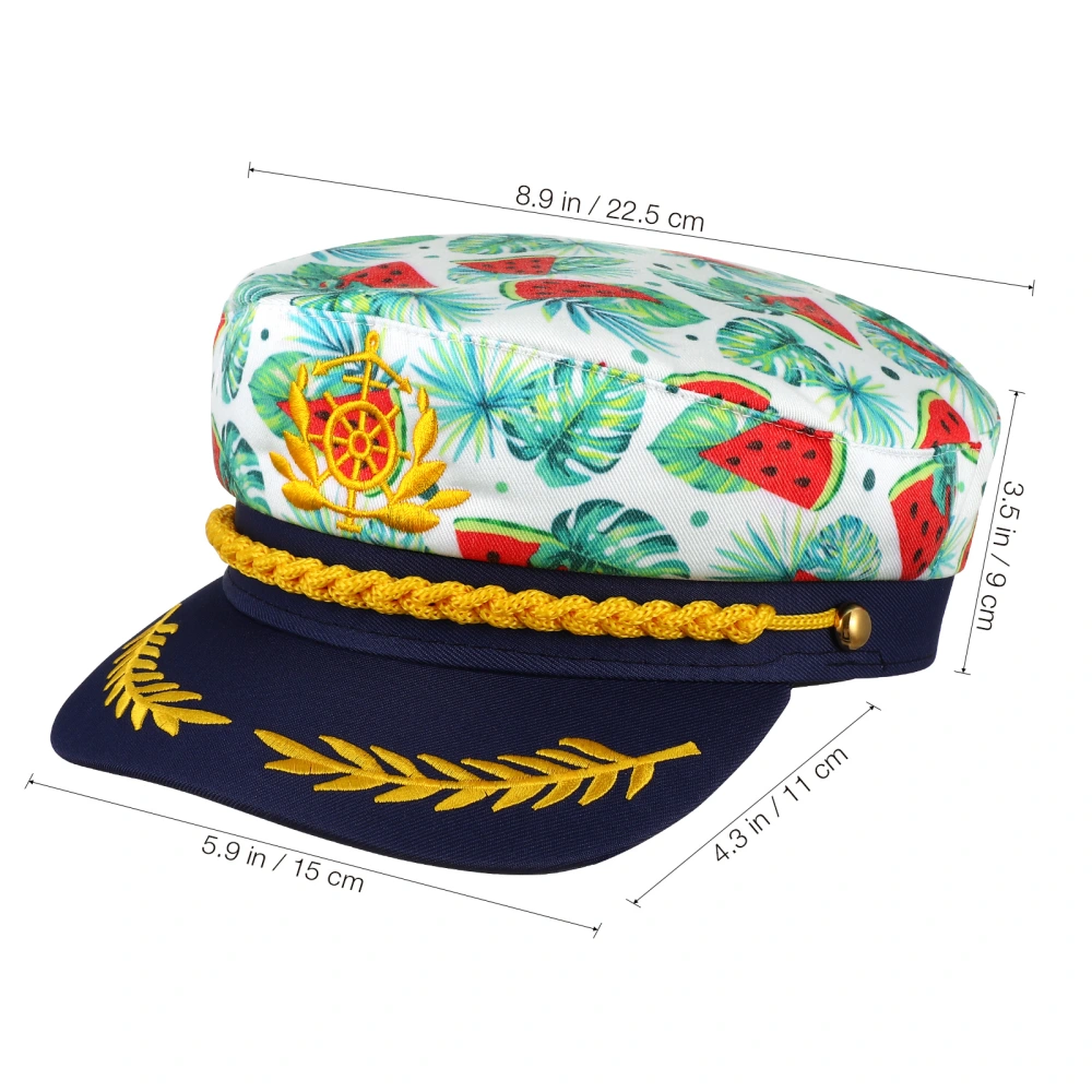 SOIMISS Captain Hat Embroidery Watermelon Print Navy Sailor Cap Men Women Costume Accessory