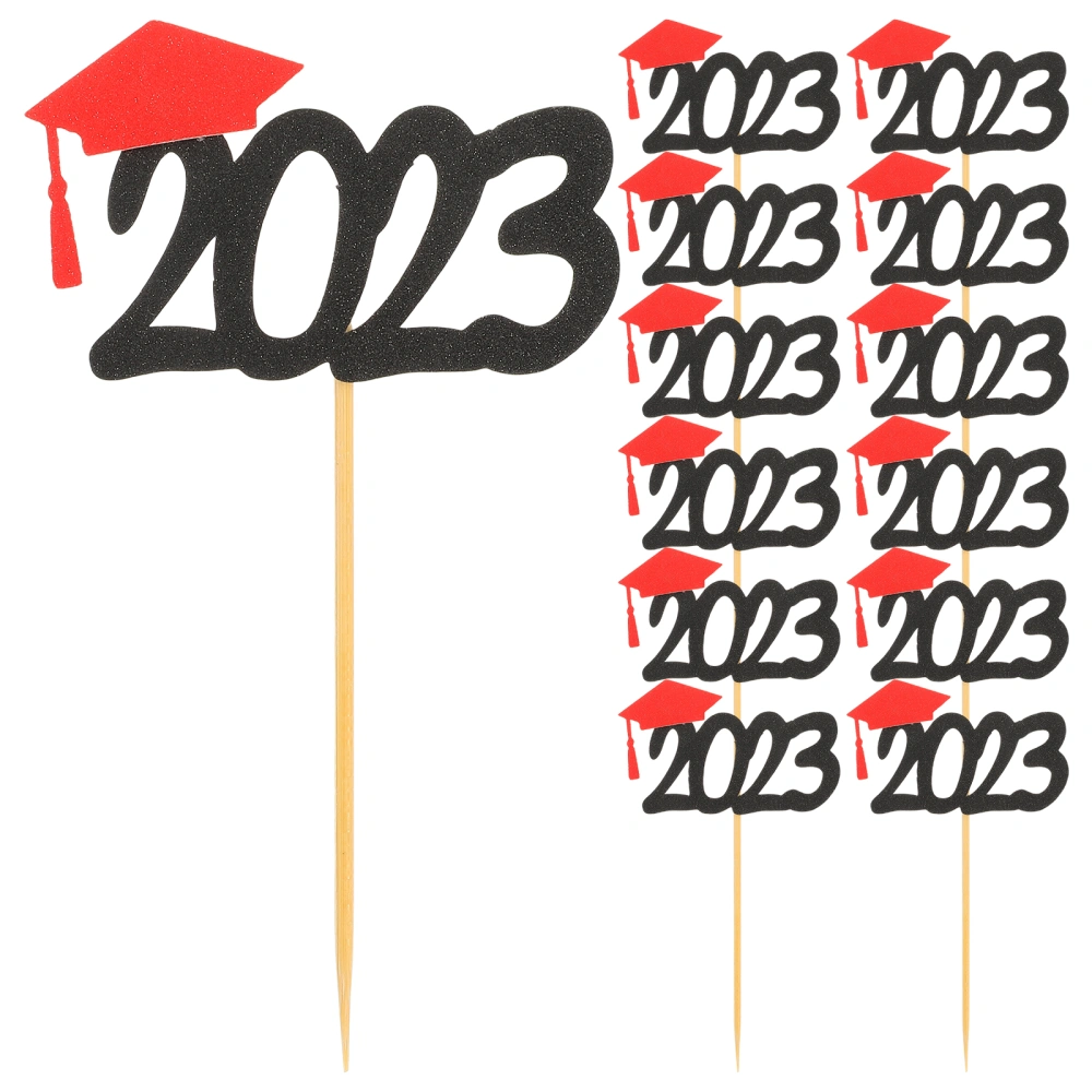 20Pcs Cupcake Topper 2023 Graduation Decorations Fruit Picks Festival Cupcake Toppers