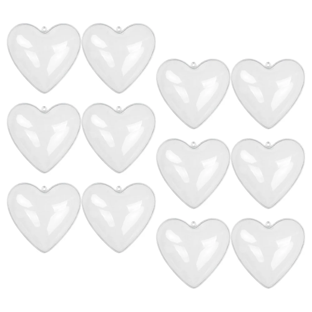 12pcs Clear Fillable Ornaments Balls Love Heart Shaped Valentine  Hanging Ornaments Balls