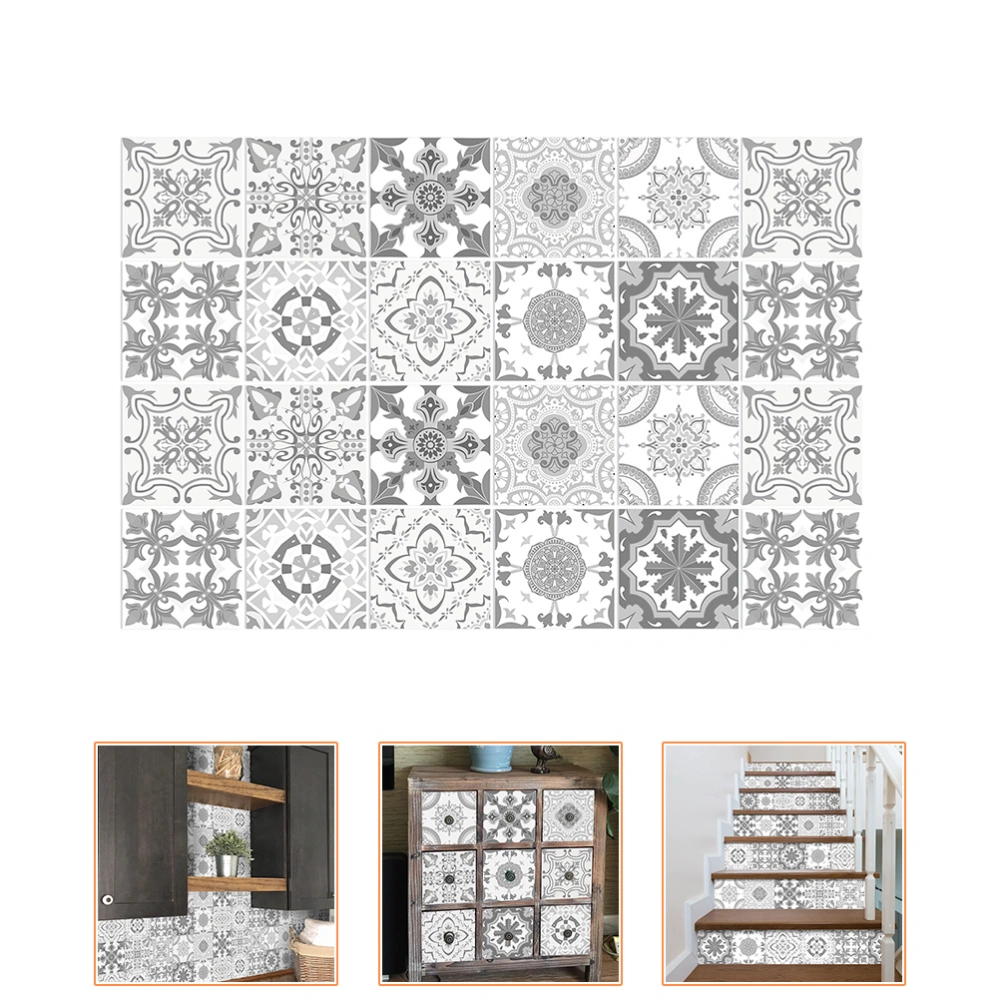 48pcs Vintage Peel and Stick Tile Decals Oil-proof Kitchen Wall Tile Stickers Kitchen Backsplash Wallpaper