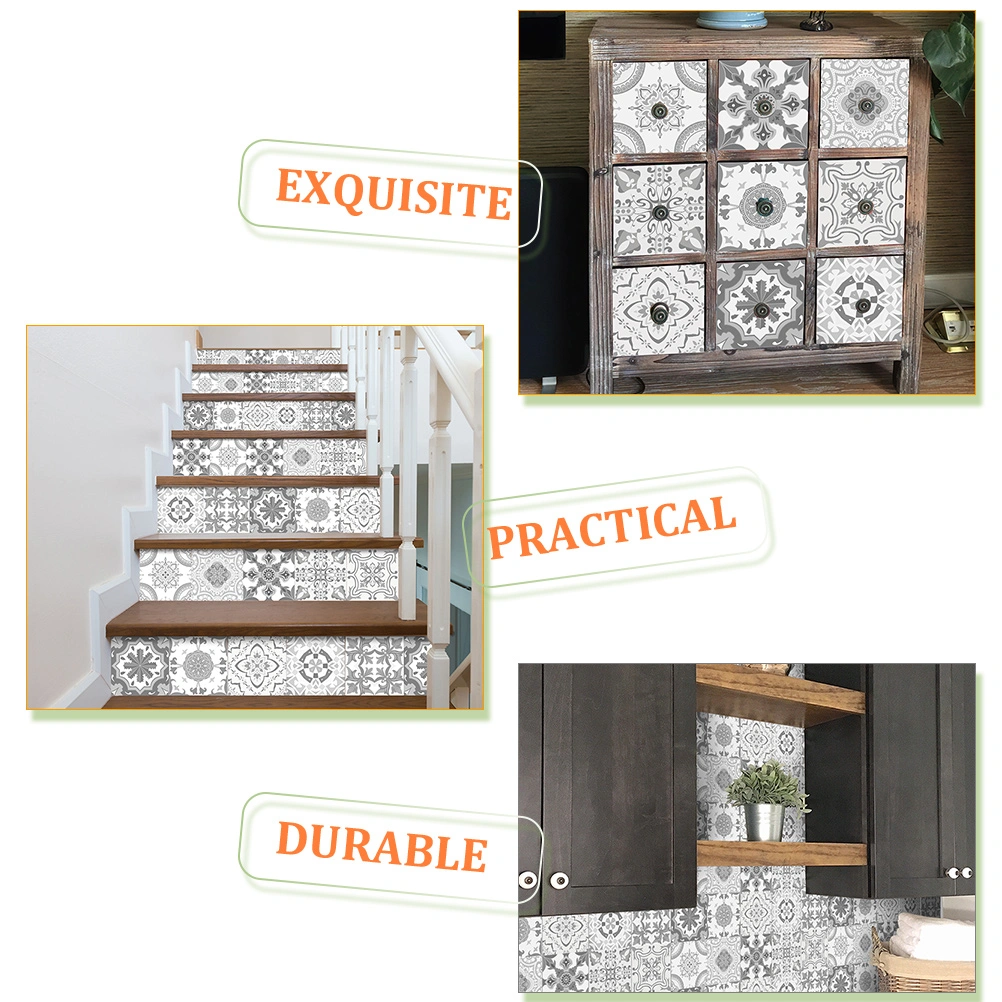 48pcs Vintage Peel and Stick Tile Decals Oil-proof Kitchen Wall Tile Stickers Kitchen Backsplash Wallpaper