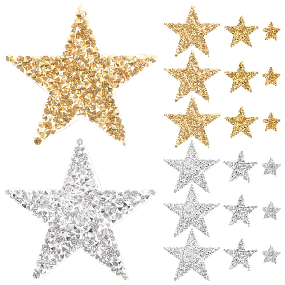 30Pcs Star Glitter Patches Pentagram Patches Decor Polyester Clothing Patches for DIY