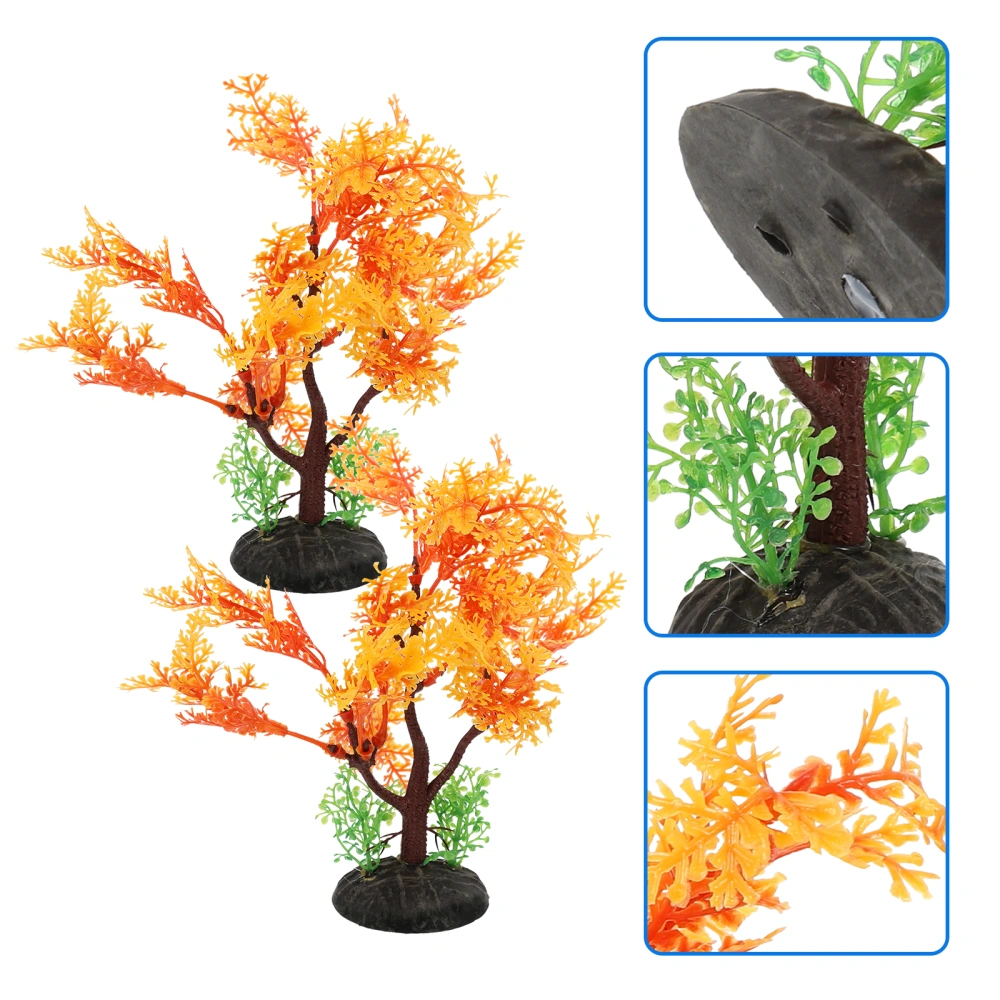 2Pcs Decorative Faux Plants Wear Resistant Aquarium Plants Replaceable Aquarium Decors