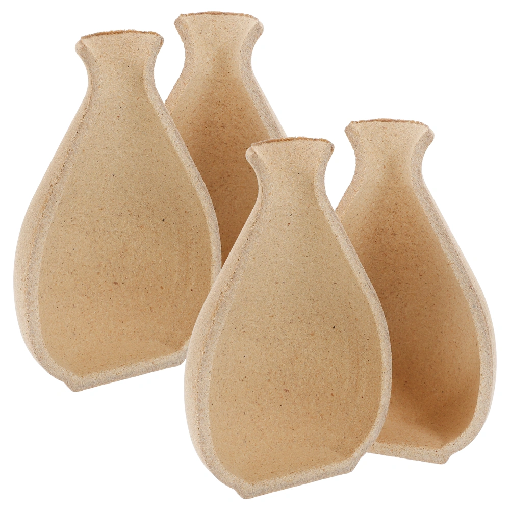 4Pcs Diy Vase Wood Vase Mold Decorative Flower Bottle Half Vase for Flower Arrangement