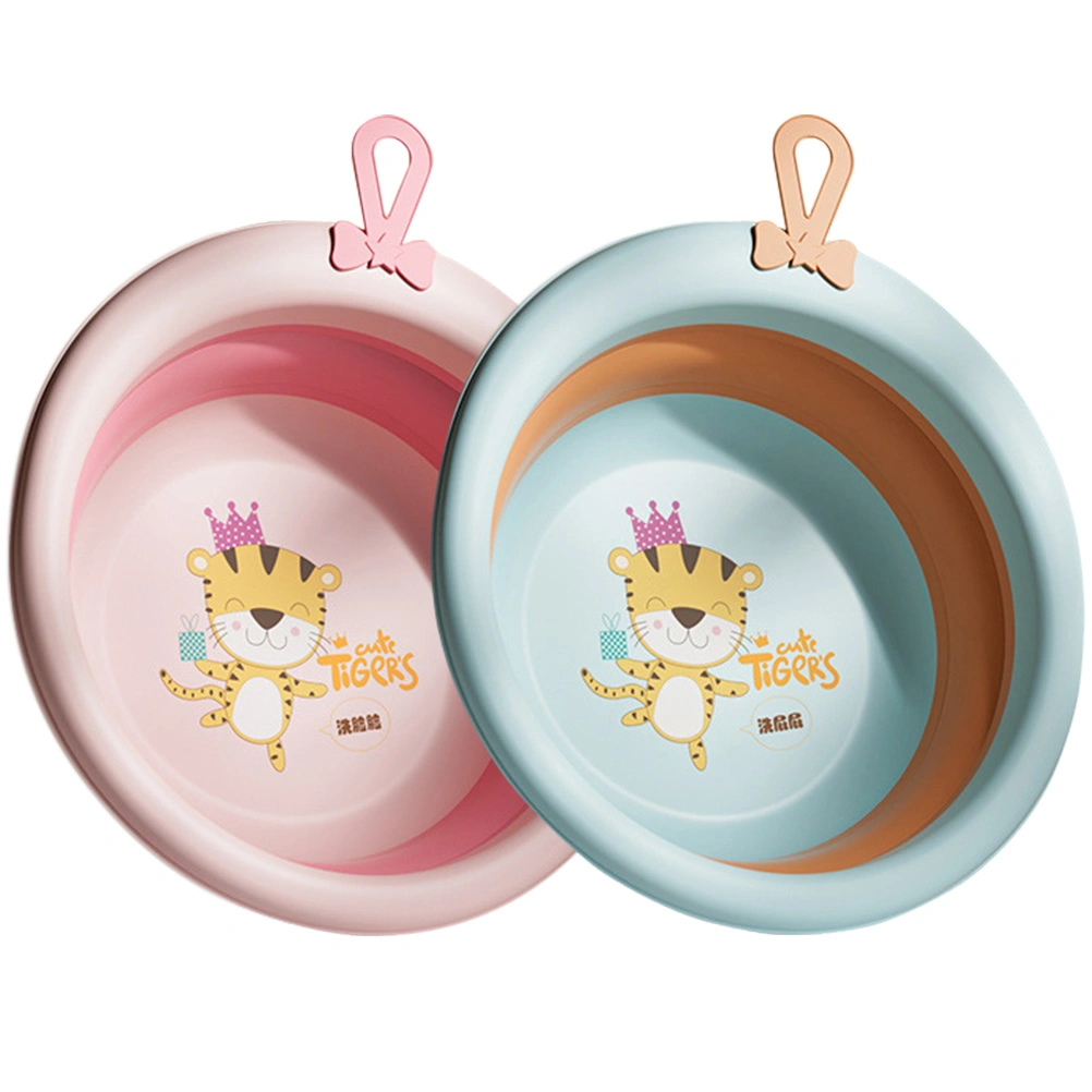 2Pcs Baby Washbasins Folding Infant Face Bathtub Cartoon Household Newborn Basin