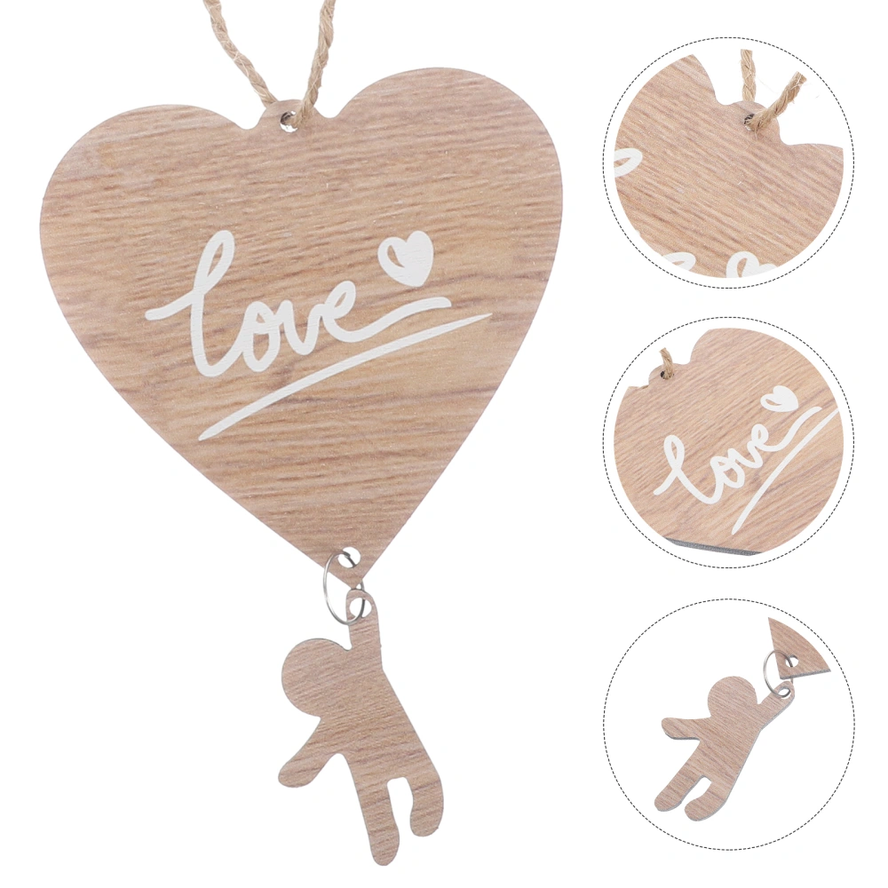 Heart Shape Wooden Hanging Board Decorative Wood Pendant Valentine's Day Pendant