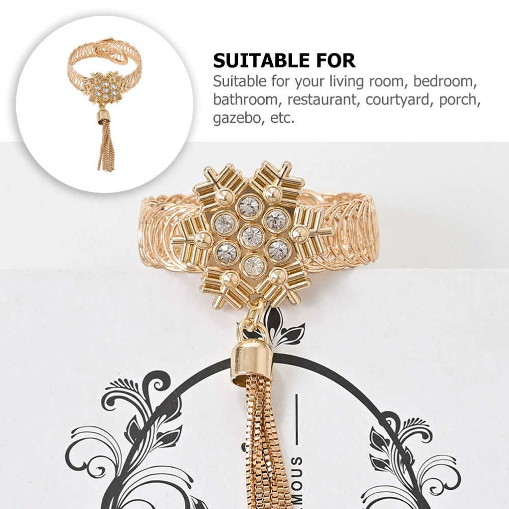 2pcs Creative Snowflake Shape Curtain Buckle Sturdy Metal Indoors Curtain Tieback With Bell Macrame