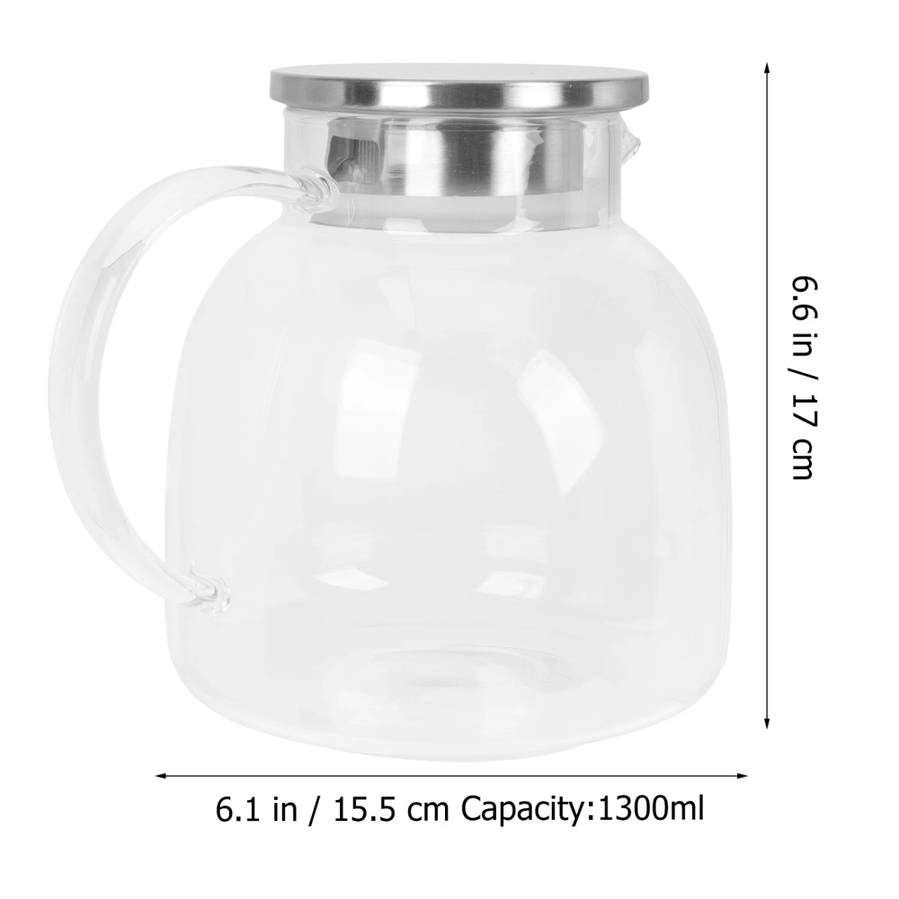 Lightweight Beverage Jug Glass Pitcher with Stainless Steel Lid for Water Lemon Tea