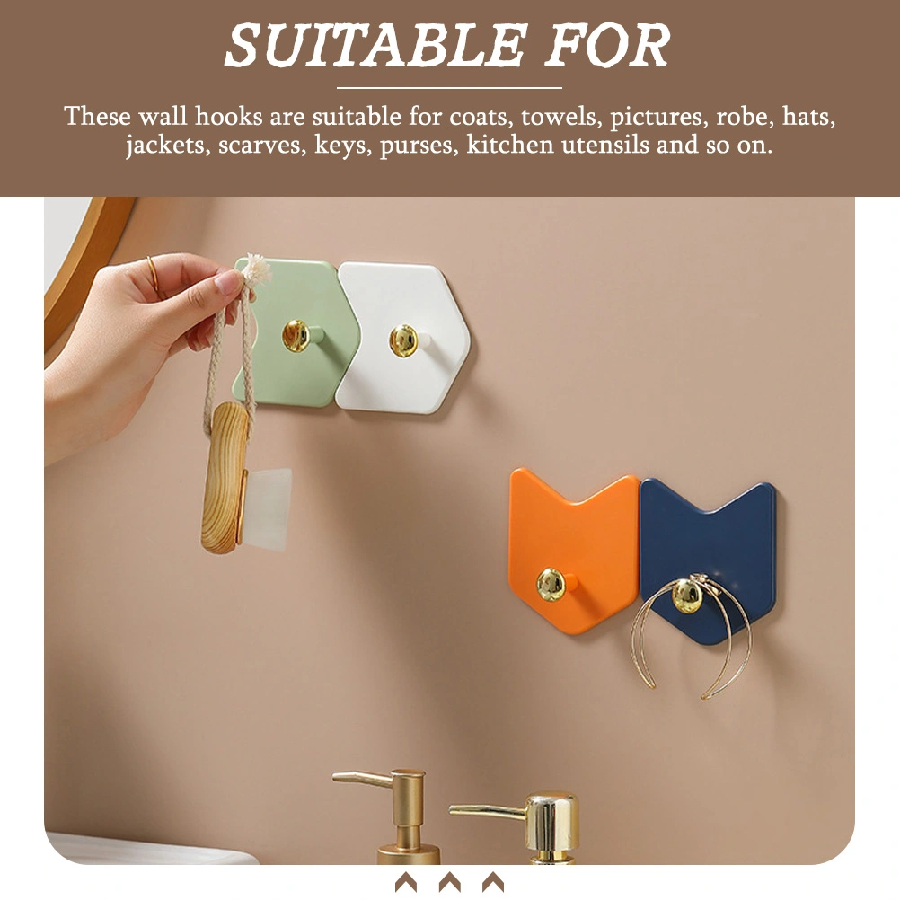4pcs Self Adhesive Wall Hooks Hanging Keys Hooks Towels Purses Hanging Hooks