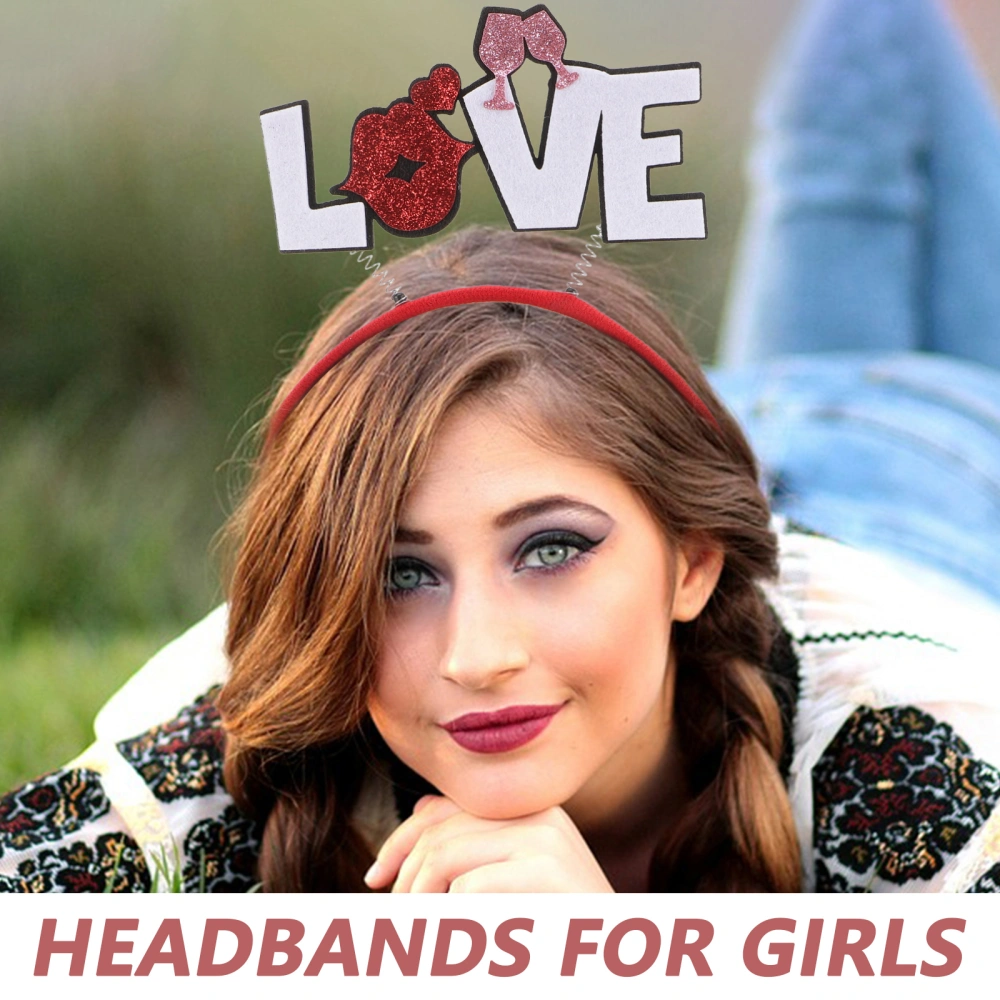 6pcs Valentine Headbands Heart Hair Hoops Adorable Love Heart Design Headbands