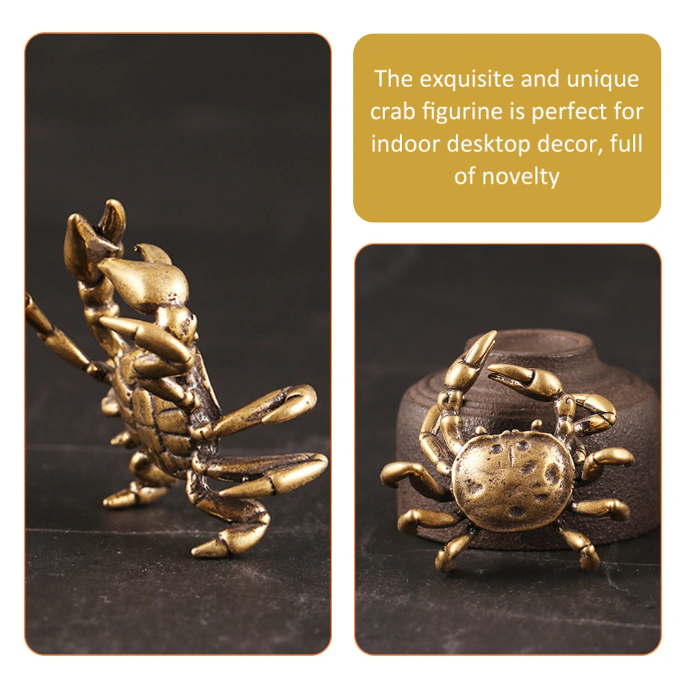 Brass Craft Crab Figurine Antique Crab Statue Sculpture Small Crab-shape Decoration