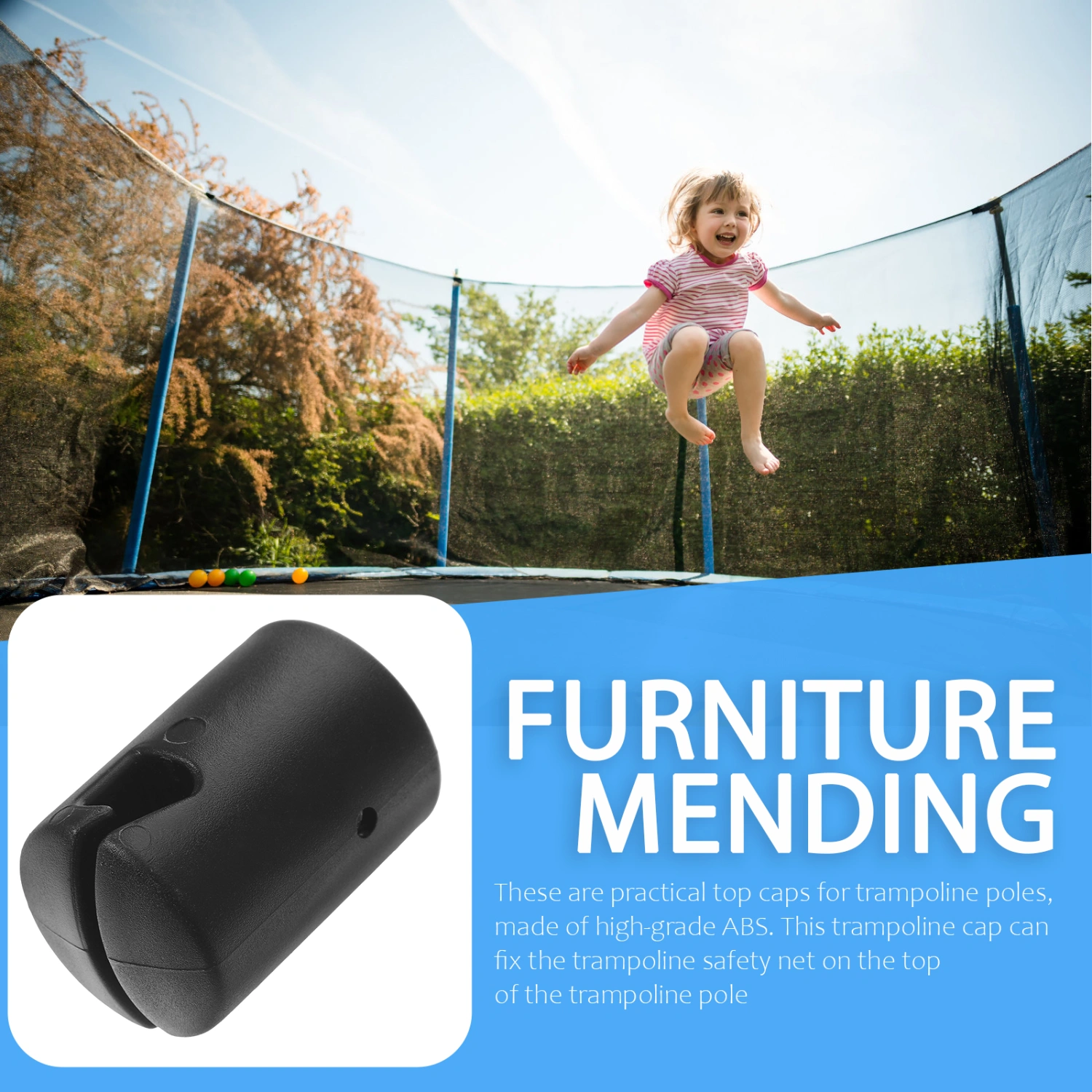 6Pcs Professional Trampoline Replacements Wear-resistant Rod Covers Plastic Trampoline Parts