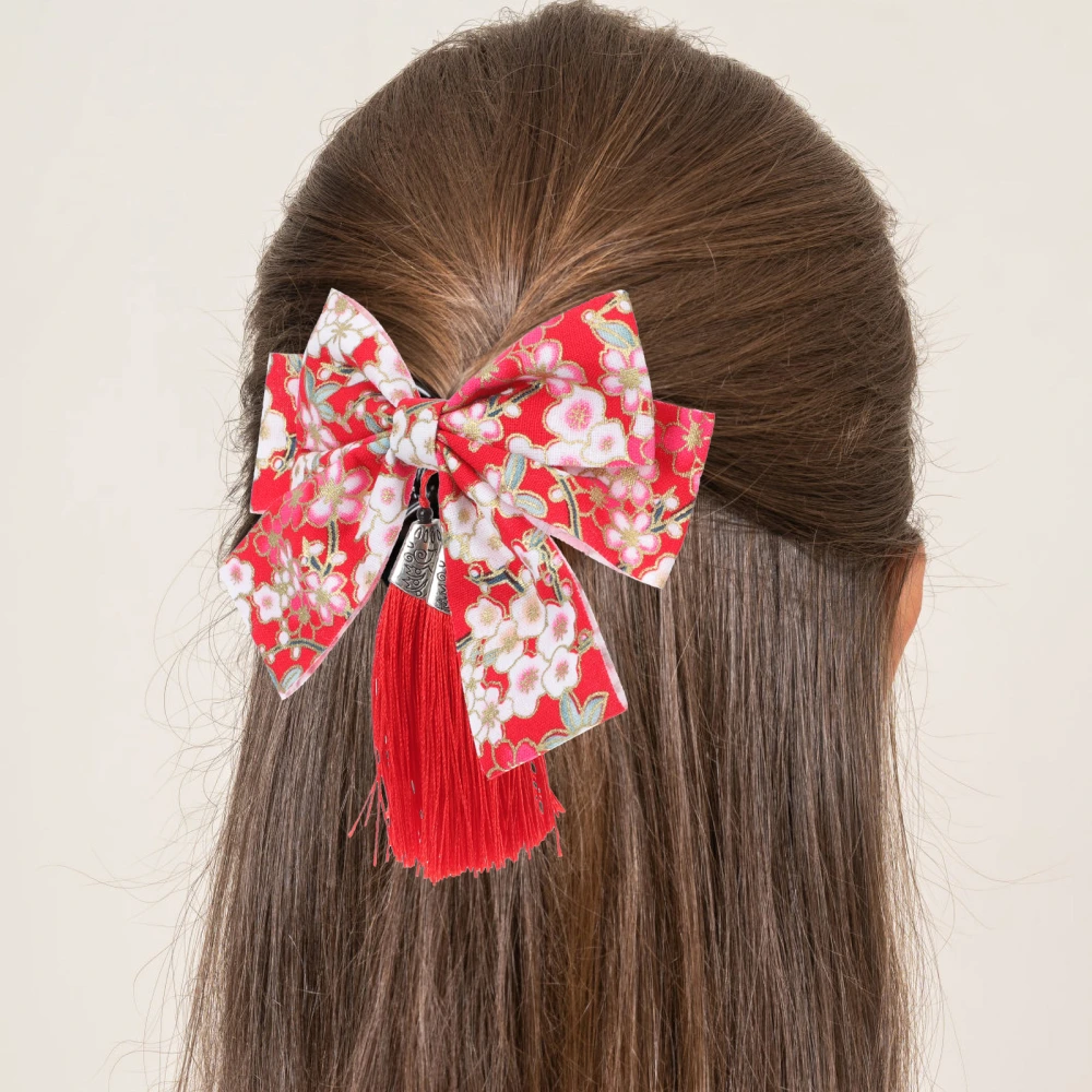 Japanese Style Bowknot Tassel Hair Clip Japanese Hair Decors for Women Girls