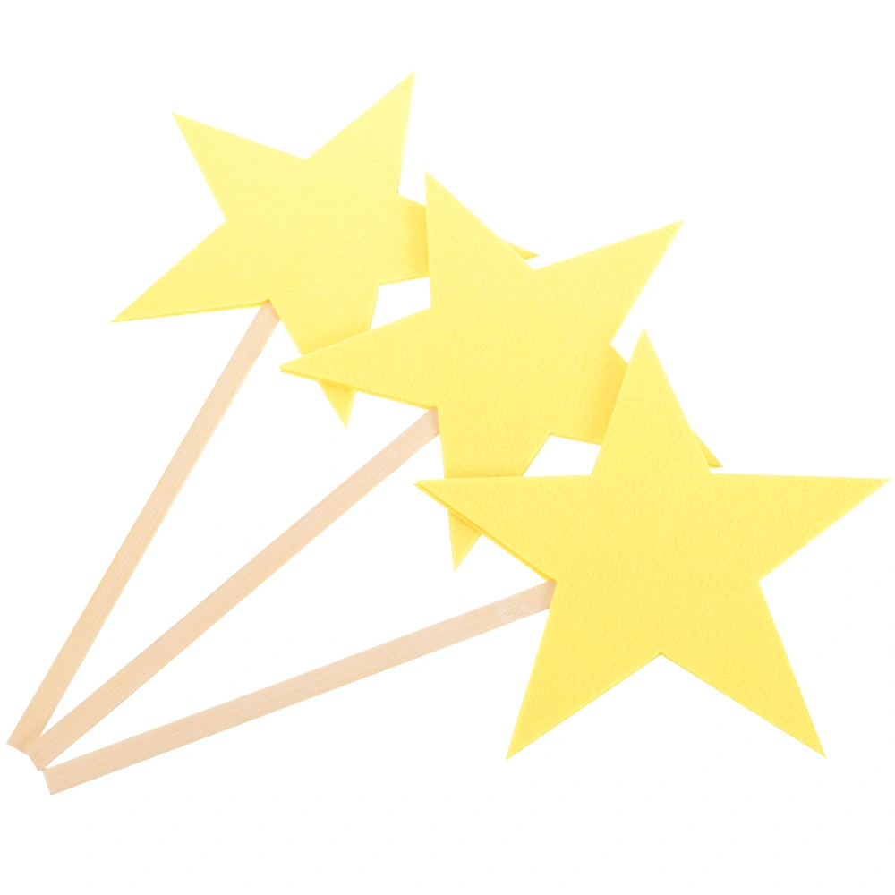 3pcs Star Cutouts Hand Held Felt Star for Sports Competition Dance Performance