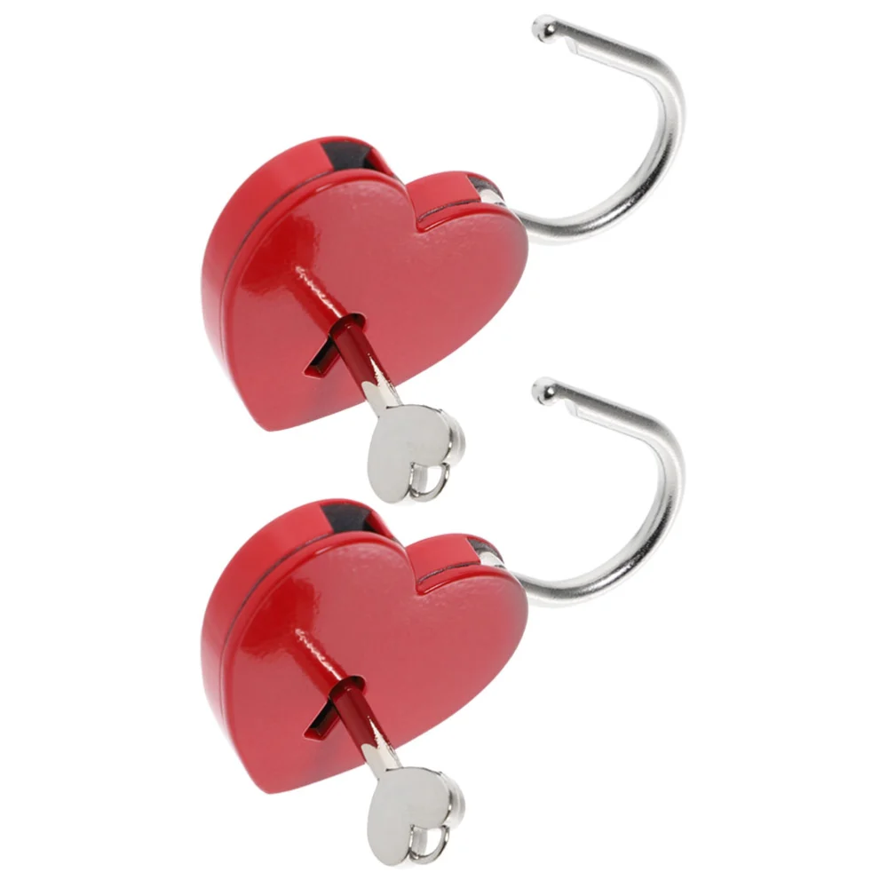 2 Sets Love Locks Suitcase Padlocks Heart Shaped Luggage Padlock for Decor