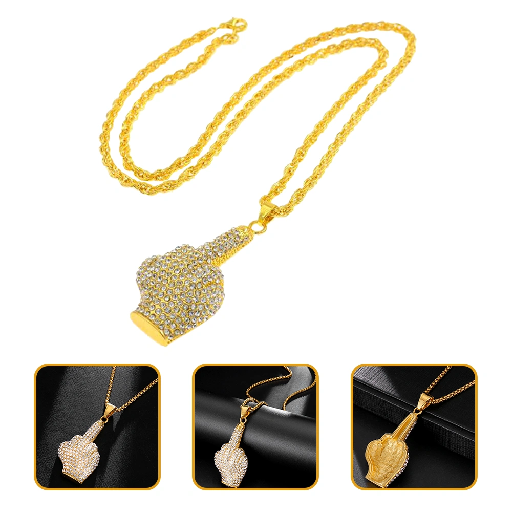 Men Necklace Middle Finger Necklace Hip-hop Neck Chain Male Personalized Neck Jewelry