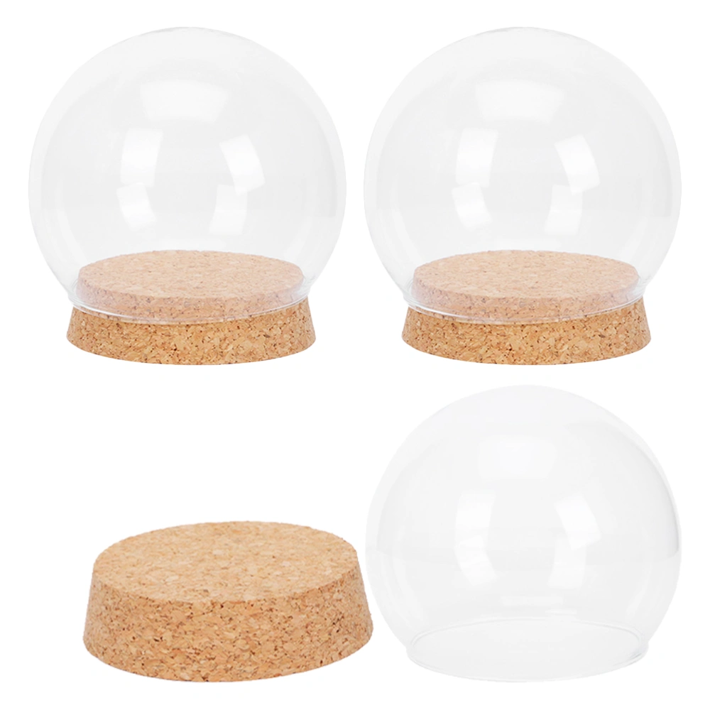 3Pcs Landscape Glass Dome Glass Cover with Cork Bottom Flower Plant Preserved Container