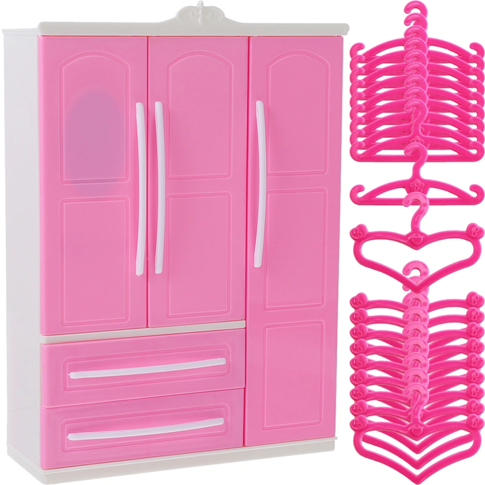 1 Set Doll Closet Wardrobe Tiny House Decorative Furniture With Miniature Hangers