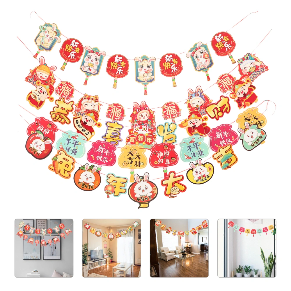 5 Sets Spring Festival Banners Hanging Props Chinese New Year Bunting Party Pendants