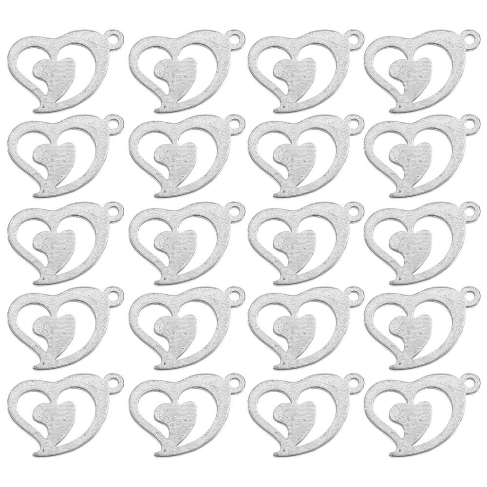 20pcs Stainless Steel Heart Shaped Jewelry Pendants Heart Charms Heart Pendants