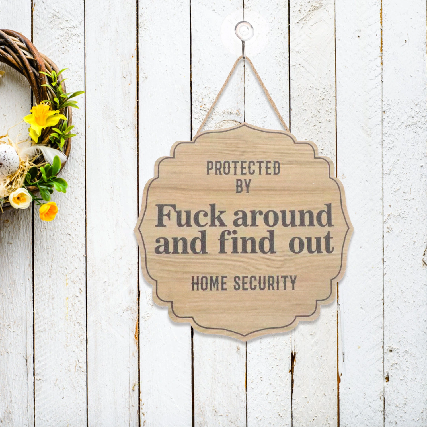 Creative Outdoors Garden Lawn Stake Decor Front Door Hanging Wooden Sign Household Pendant