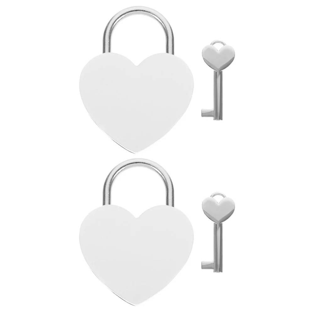 2 Sets Love Locks Suitcase Padlocks Heart Shaped Luggage Padlock for Decor