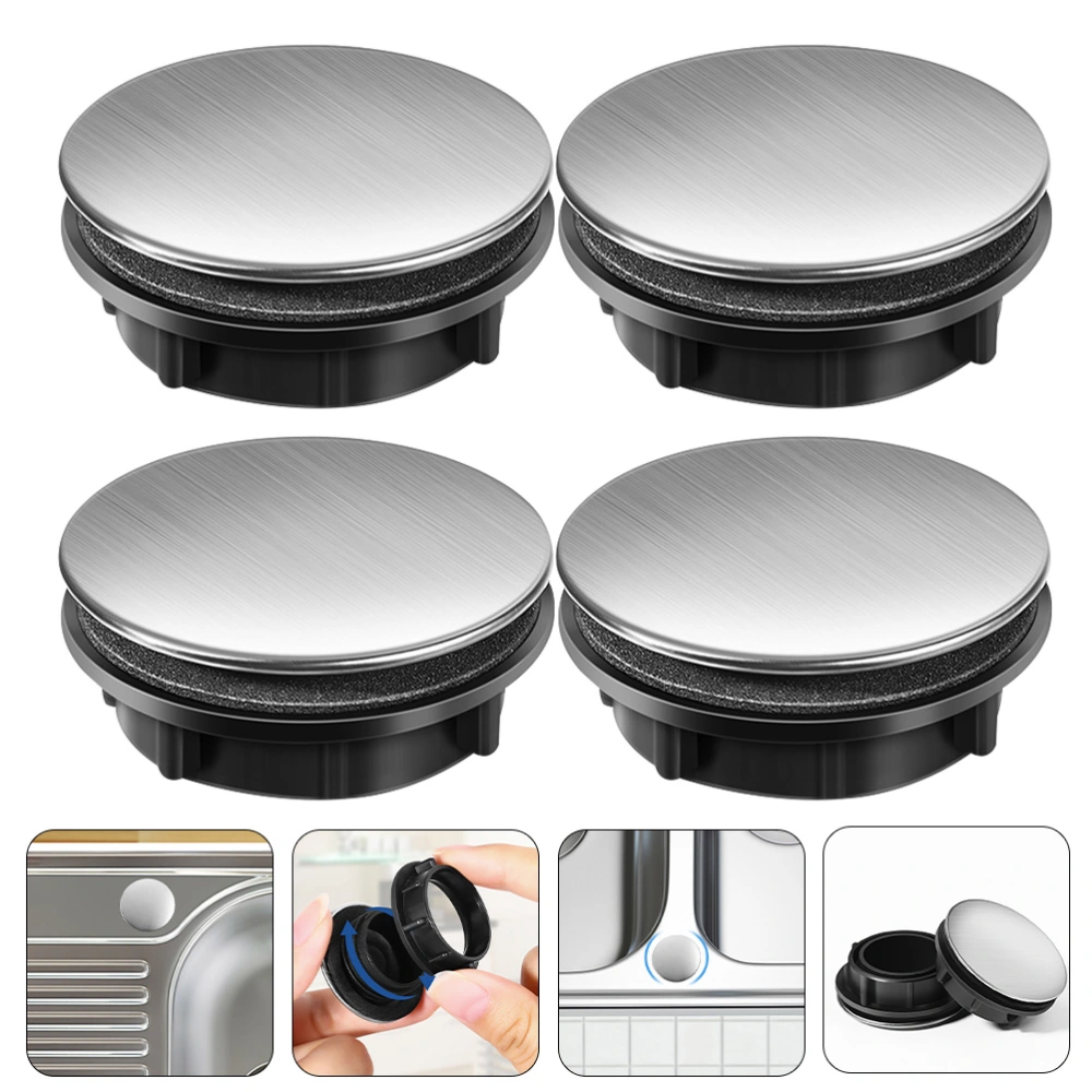 4Pcs Kitchen Faucet Hole Covers Stainless Steel Sink Tap Hole Cover Plug Kitchen Sink Accessory