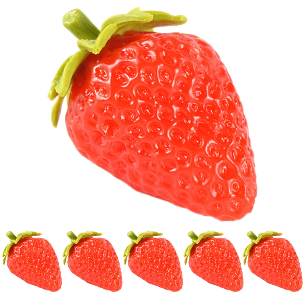 6Pcs Artificial Strawberry Realistic Fake Strawberries Simulation Fruits Photography Props