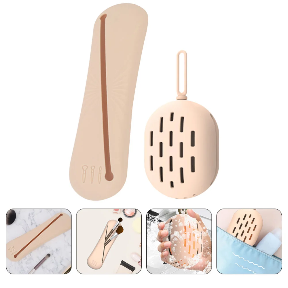 1 Set of Makeup Brush Holder Makeup Sponge Brush Holder Makeup Blender Case Organizer