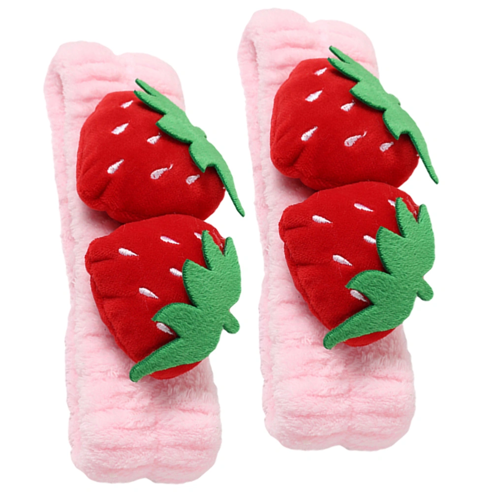 2pcs Strawberry Headband Face Wash Headband Makeup Skincare Headbands for Women Girls